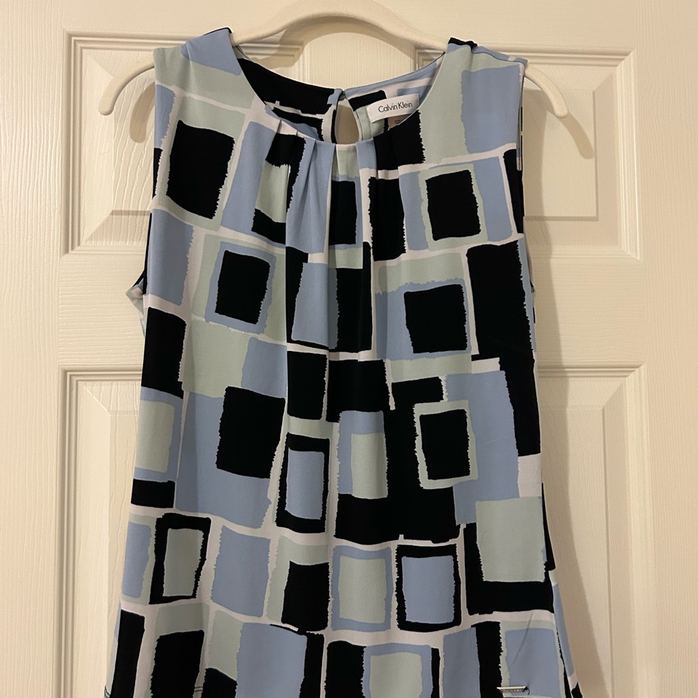 Calvin Klein Women's Geometric Print Dress - Blue and Black